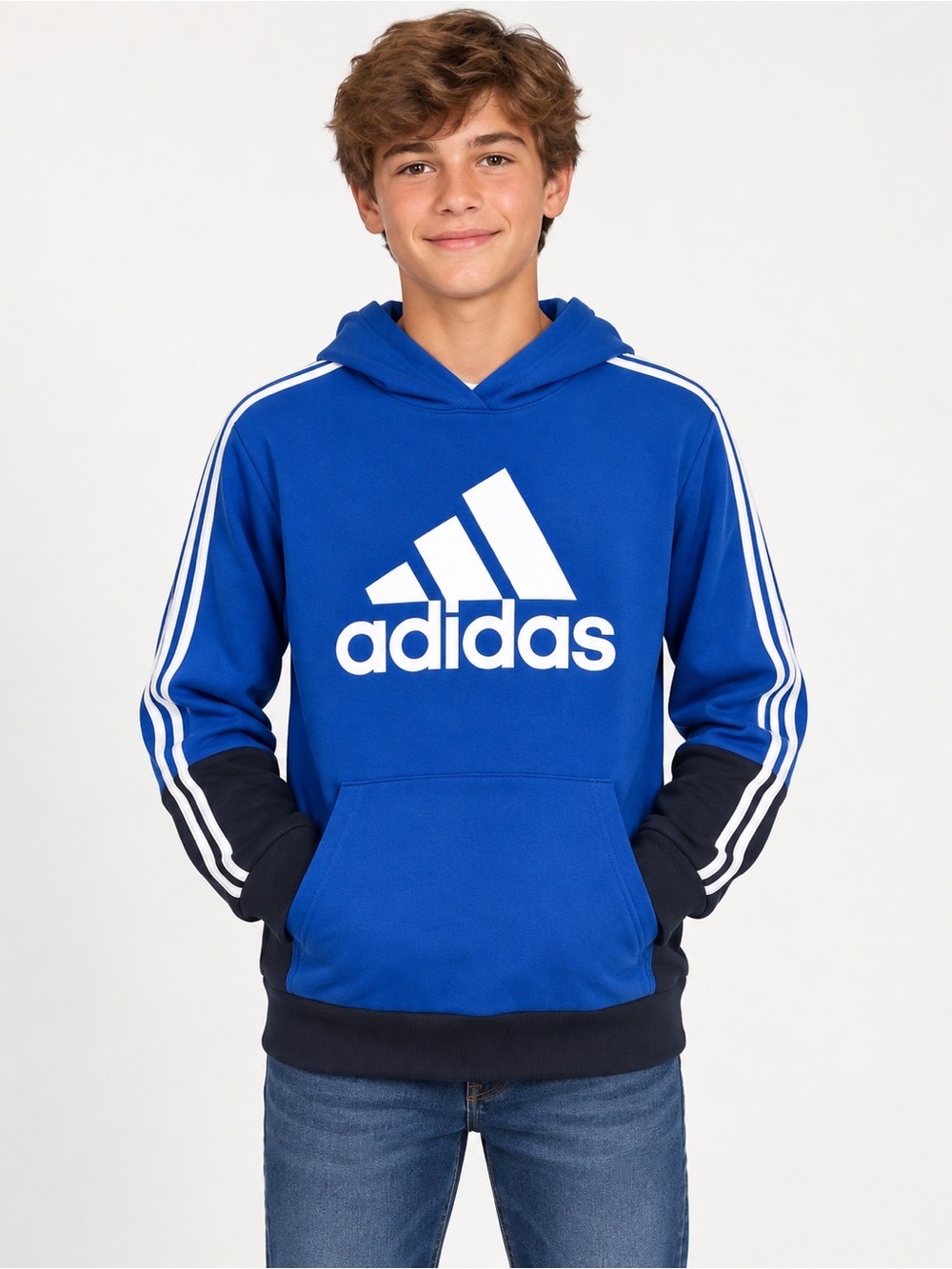 adidas Royal Blue & Navy Logo Hoodie Boys XL 14/16 (0033)